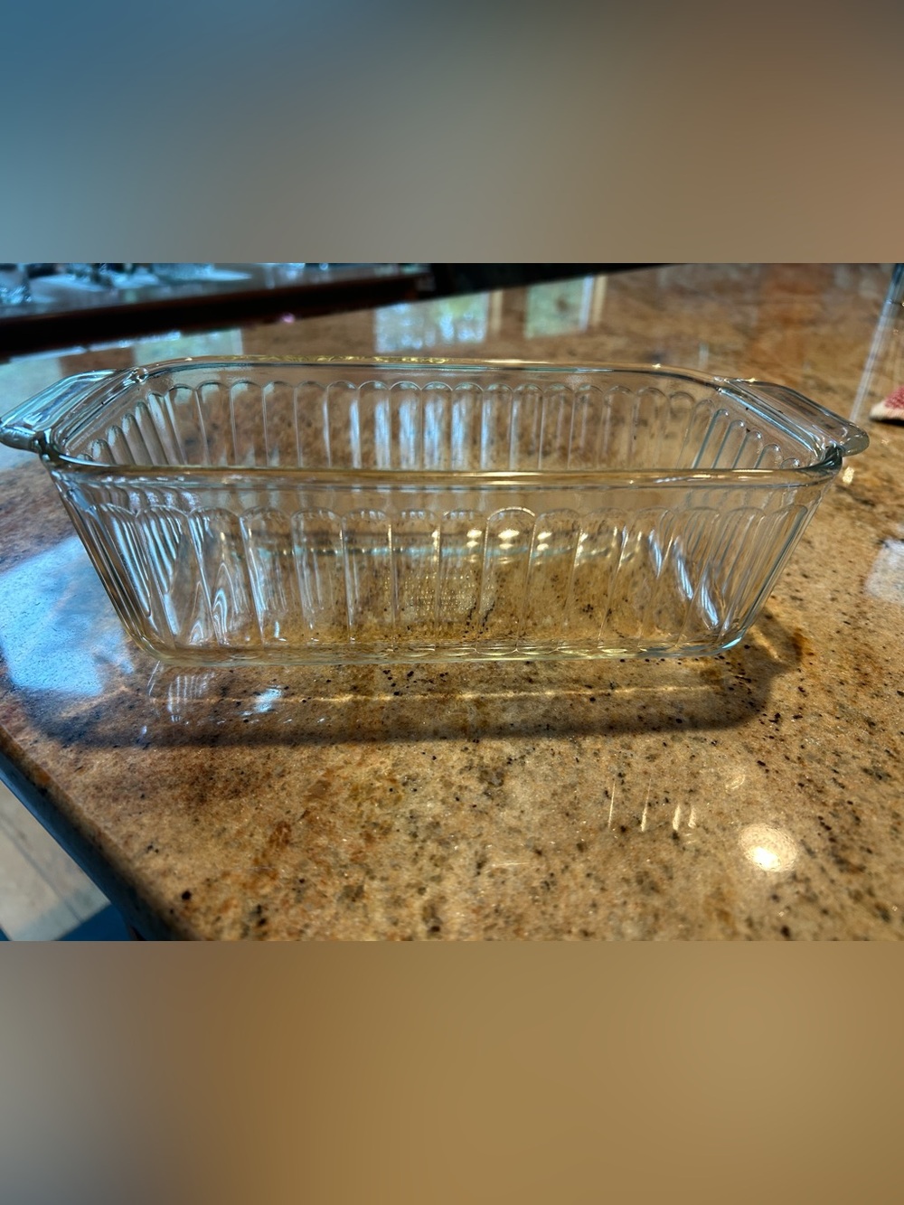 Pyrex #213-S(Sculptured Line) Ribbed Glass Loaf Pan 8.5”x4.5”x2.5” 1 1/2 Qt